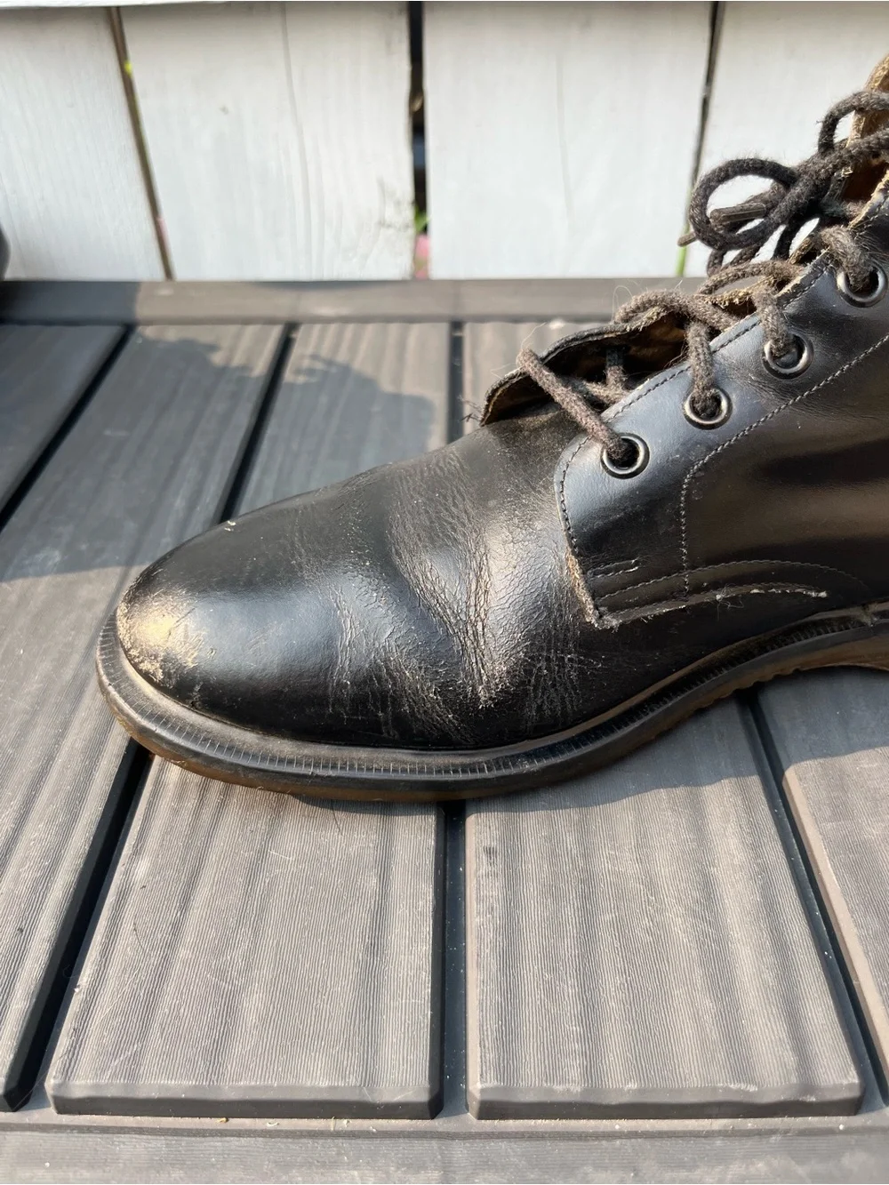 Vintage Dr. Doc Martens Black Leather Boots 6 Eyelet Made in England Size 10